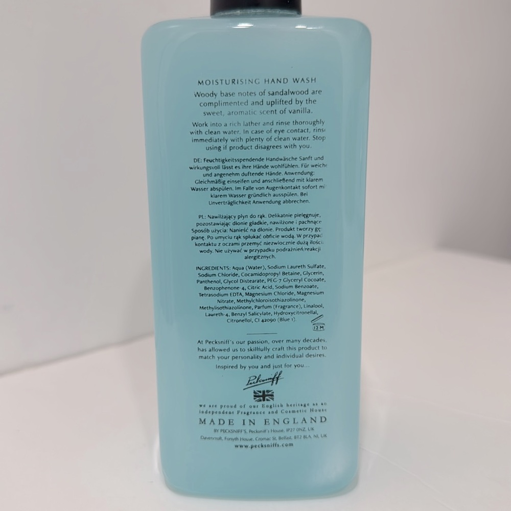 🌞 4/$20 Item PECKSNIFF'S England Sandalwood & Vanilla Moisturizing Hand Soap - Picture 2 of 2